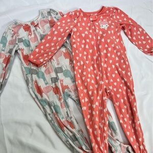 ✔️Carter’s Just One You Soft Fleece Girls 2 Piece Footie Pajama Set Winter